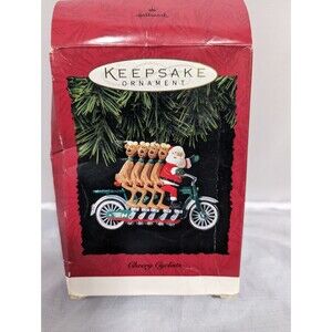 Hallmark 1994 Keepsake Ornament Cheery Cyclists Santa Deer Bicycle Vintage